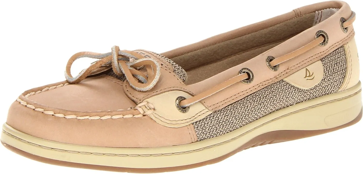 Sperry Womens Angelfish Boat Shoe, Linen/Oat, 10 Narrow