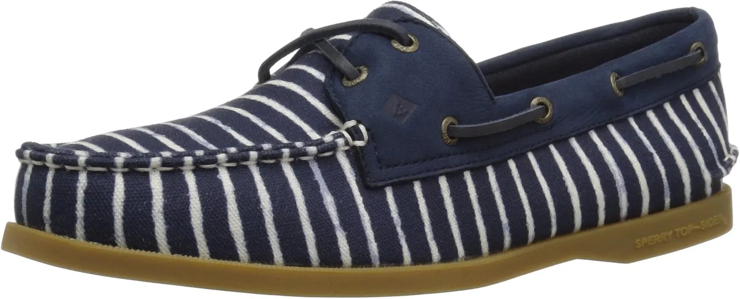 Sperry Women's Authentic Original Boat Shoe, Indigo Stripe, 5.5