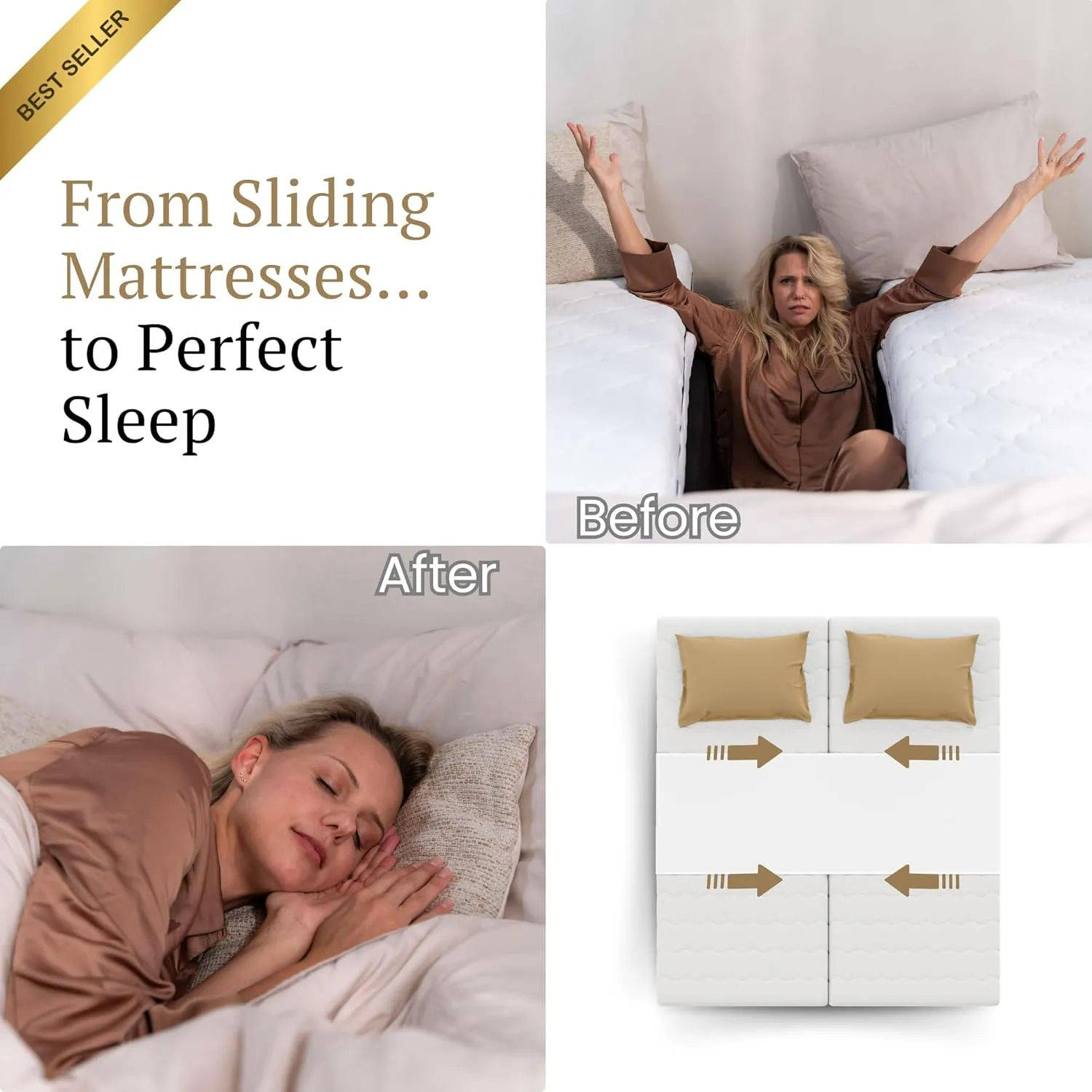 Split King Gap Filler for Adjustable Bed – Mattress Slide Stopper | Prevent Sliding with Anti-Slip Bed Bridge Connector | Keep Mattress from Sliding – Twin XL Gap Solution | Bedbinder DeLuxe®