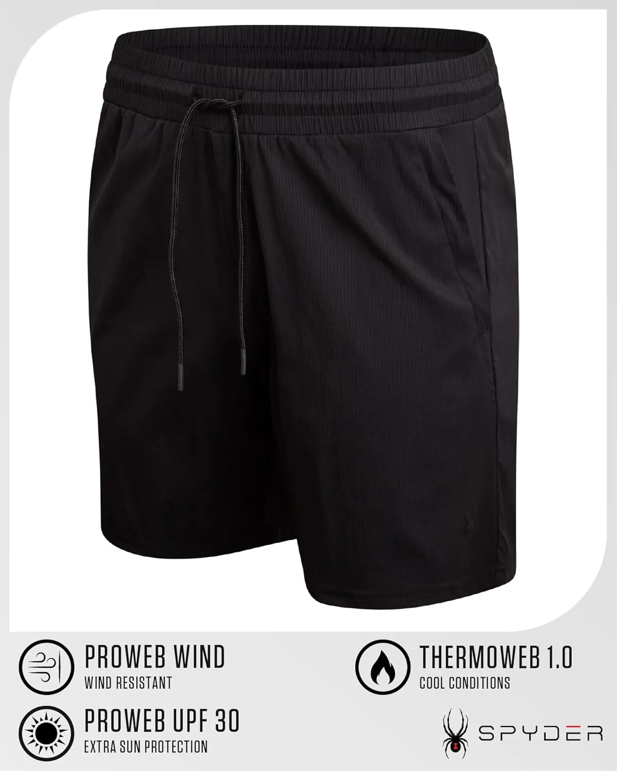 Spyder Mens Athletic Shorts - Quick Dry 8'' Inseam Workout Gym Shorts for Men with Zip Pockets and Drawstring (Sizes: S-XL)