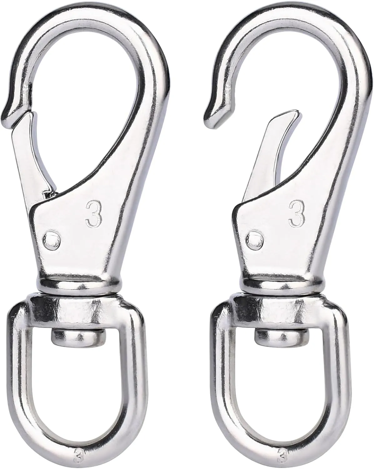 Stainless Steel Swivel Hooks, 2-Pack 4.6 in Diving Clips Spring Clips Keychain Clip, Heavy Duty Flag Clips for Flagpole Rope, Purses, Pet Chain, Dog Leashes, Boat Anchor Rope, Bird Feeder