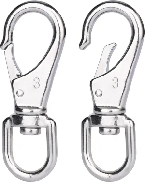 Stainless Steel Swivel Hooks, 2-Pack 4.6 in Diving Clips Spring Clips Keychain Clip, Heavy Duty Flag Clips for Flagpole Rope, Purses, Pet Chain, Dog Leashes, Boat Anchor Rope, Bird Feeder