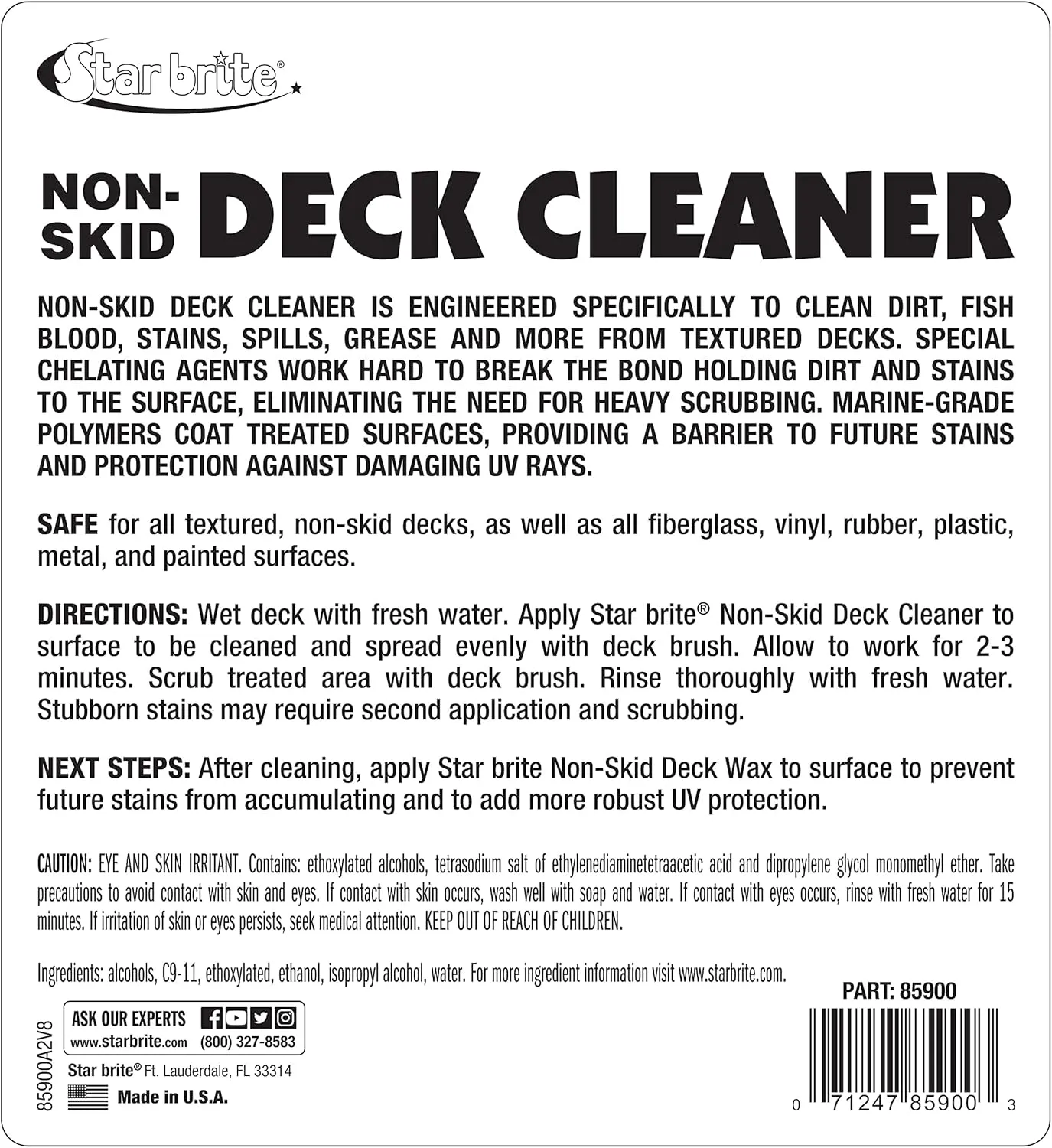 STAR BRITE Non-Skid Deck Cleaner & Protectant Ultimate Boat Deck Wash - Protects Against Future Stains & UV - Ideal for Fiberglass, Vinyl, Plastic, Painted & Metal Surfaces