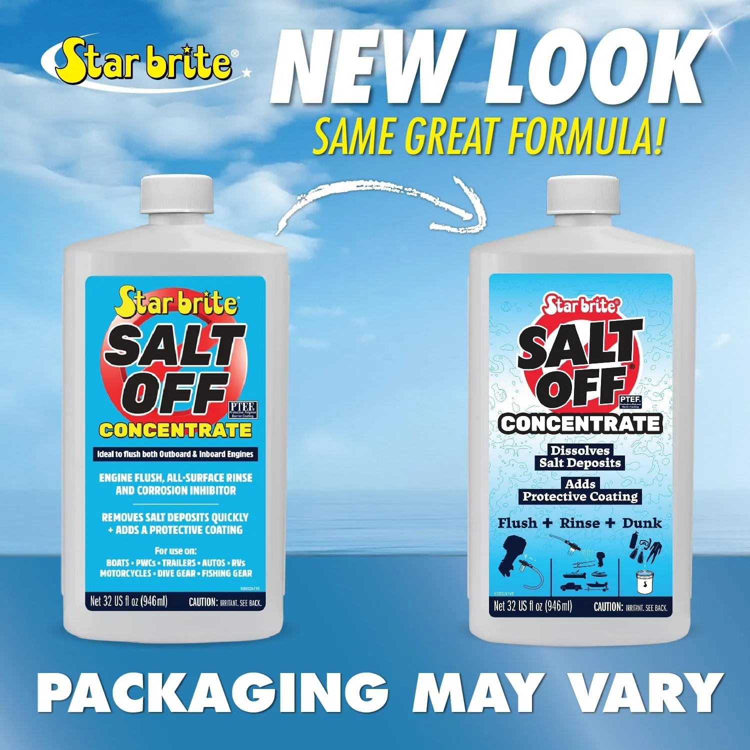STAR BRITE Salt Off Concentrate Kit With Applicator – Salt Remover and Engine Flush for Boats, Motors, Trailers, and Vehicles – 32 Ounce with Applicator (094000)