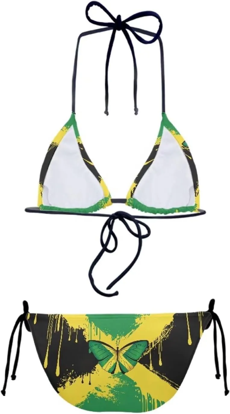 String Bikini Underwear for Women,High Waisted 2 Piece Swimsuit,Halter String Bikini,with Bra Pads