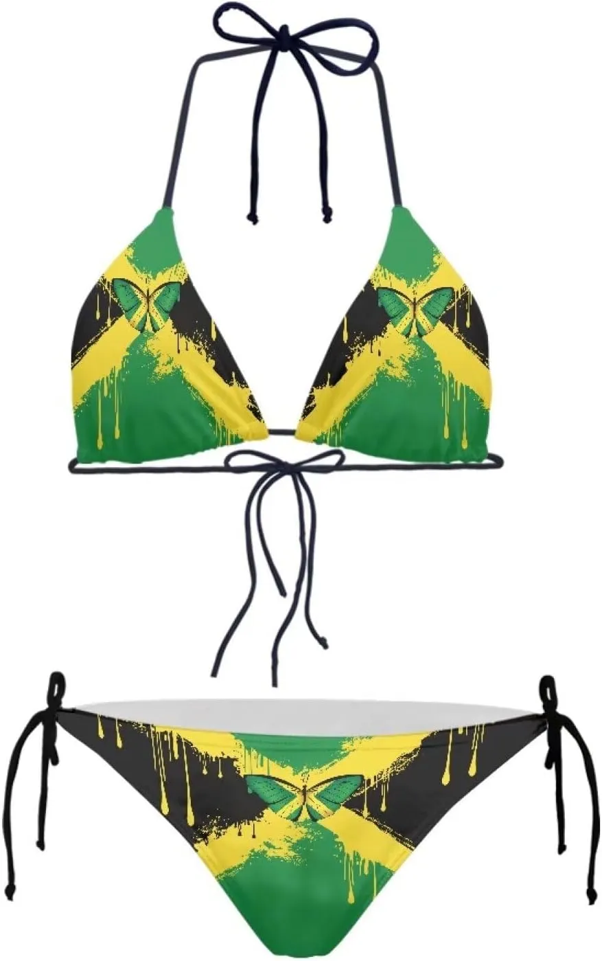 String Bikini Underwear for Women,High Waisted 2 Piece Swimsuit,Halter String Bikini,with Bra Pads