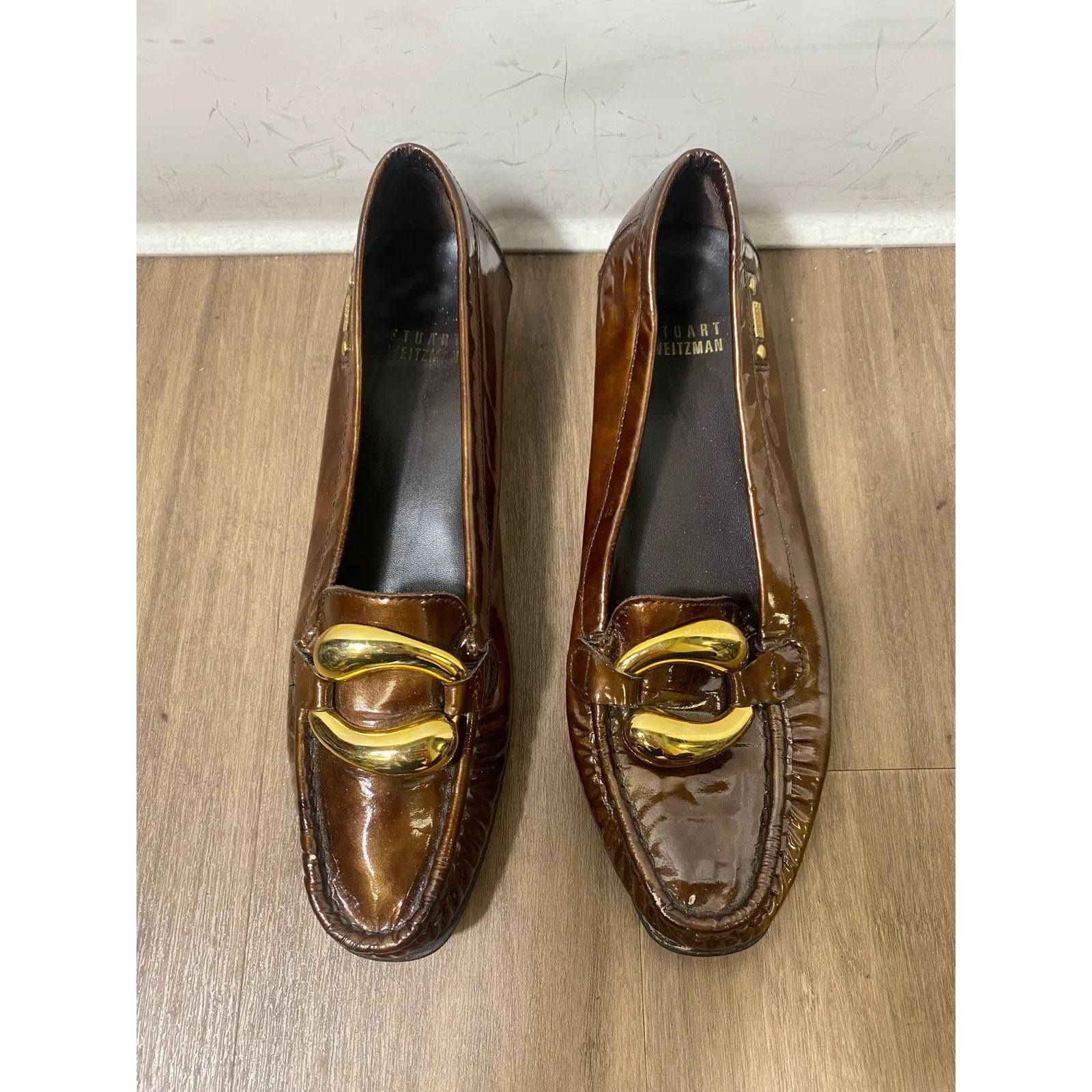 Stuart Weitzman Brown Patent Leaher Loafer Sz 6.5