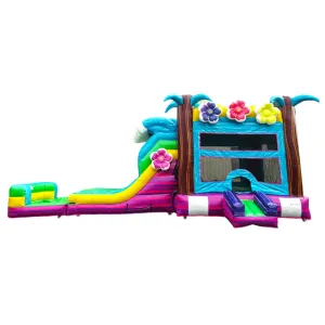 Summer Luau Dual Lane Bounce House with Slide (Wet/Dry)