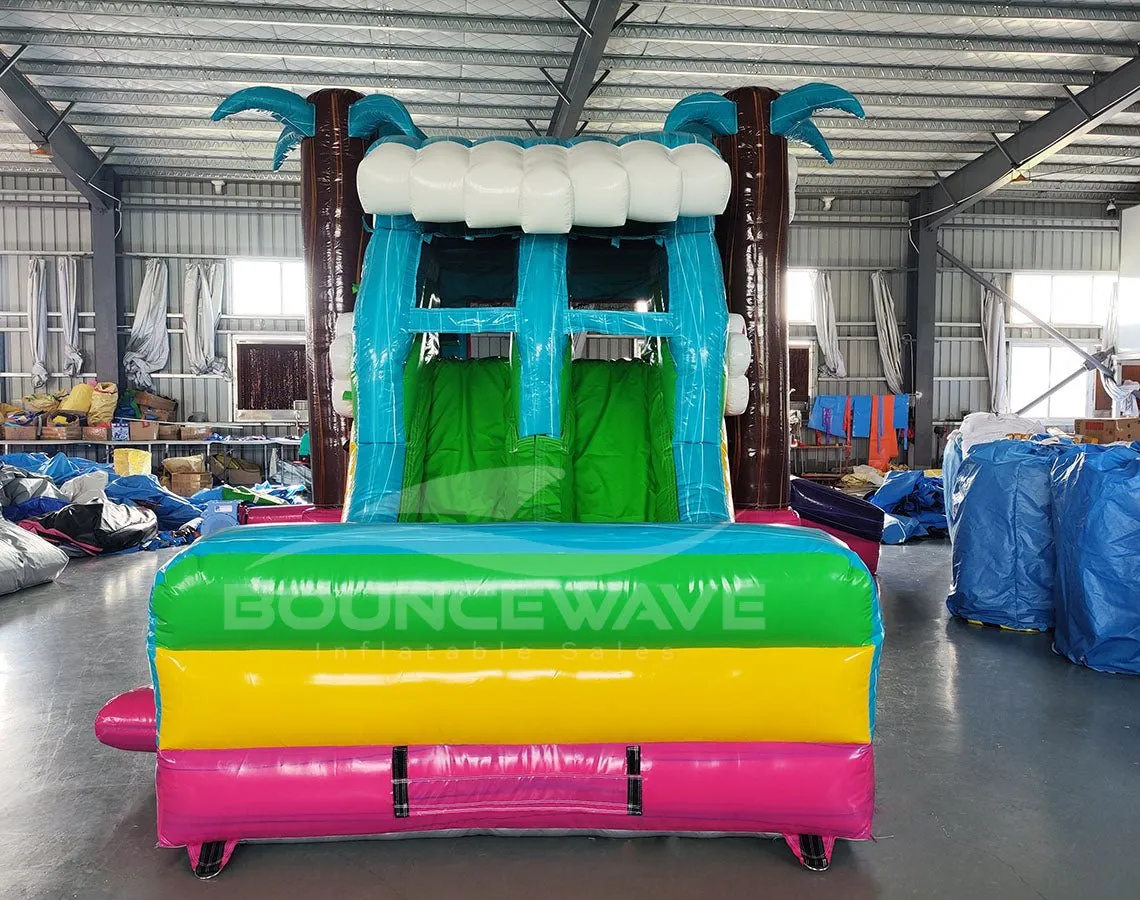 Summer Luau Dual Lane Bounce House with Slide (Wet/Dry)