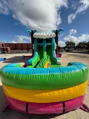 Summer Luau Dual Lane Bounce House with Slide (Wet/Dry)