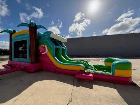 Summer Luau Dual Lane Bounce House with Slide (Wet/Dry)
