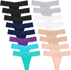 Sunm Boutique Lace Thongs for Women Thong Underwear Women Lace Panties Women Underwear Cotton Thongs for Women Pack