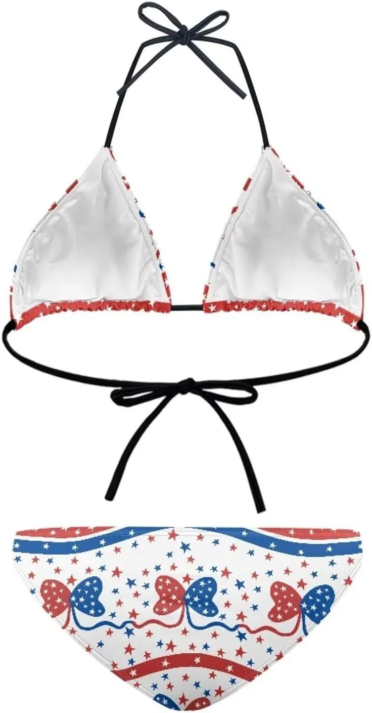 Suobstales Women's String Bikini Set Two Piece Halter Top Triangle Swimsuit Bathing Suits Swimwear for Beach Poor Vacation