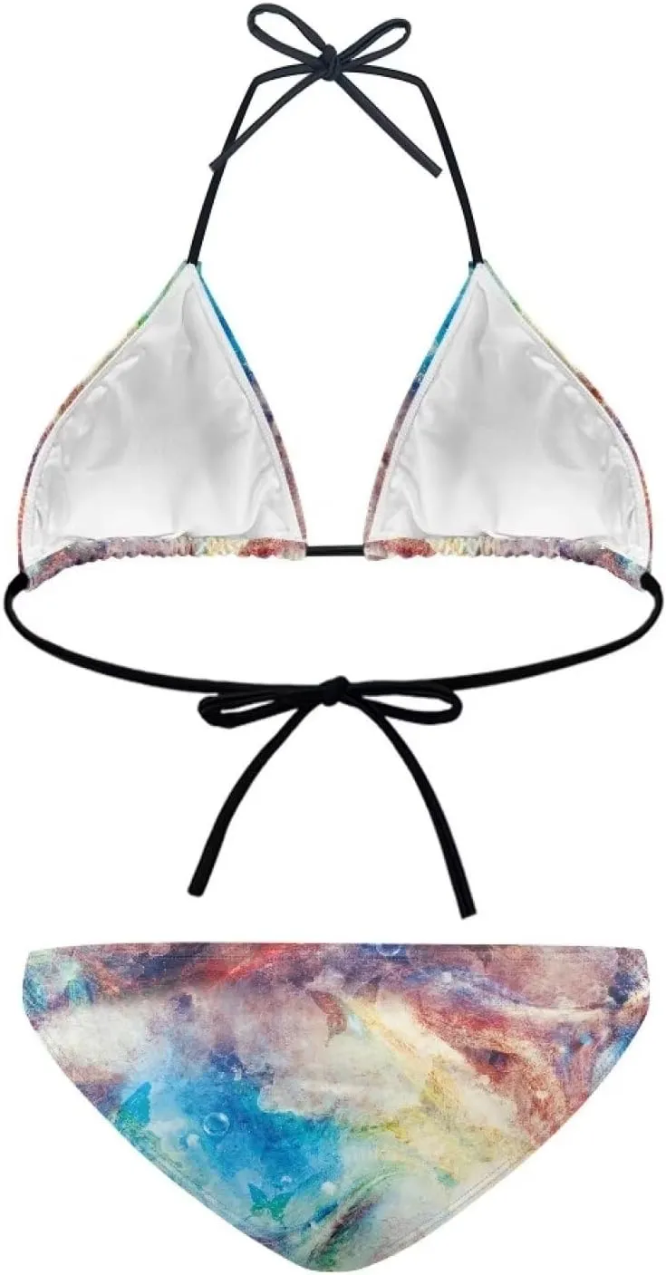 Suobstales Women's String Bikini Set Two Piece Halter Top Triangle Swimsuit Bathing Suits Swimwear for Beach Poor Vacation