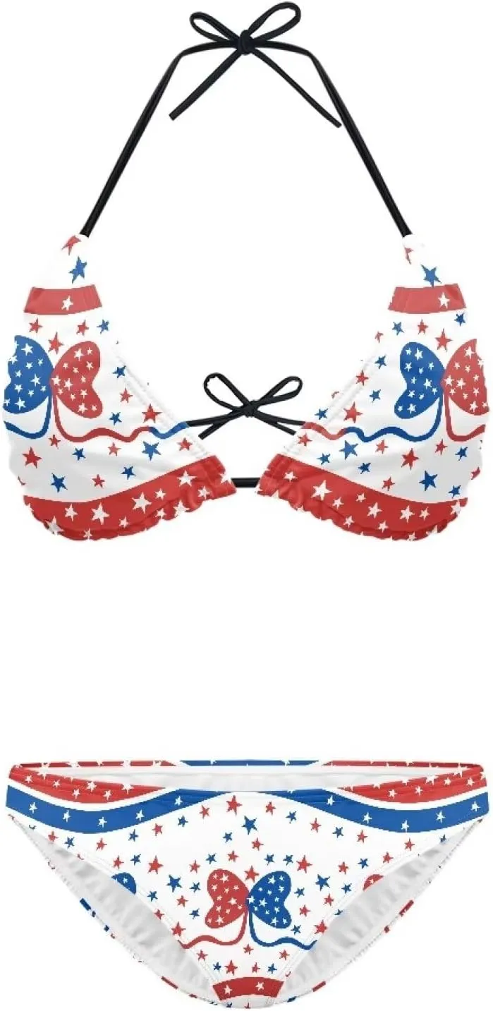 Suobstales Women's String Bikini Set Two Piece Halter Top Triangle Swimsuit Bathing Suits Swimwear for Beach Poor Vacation
