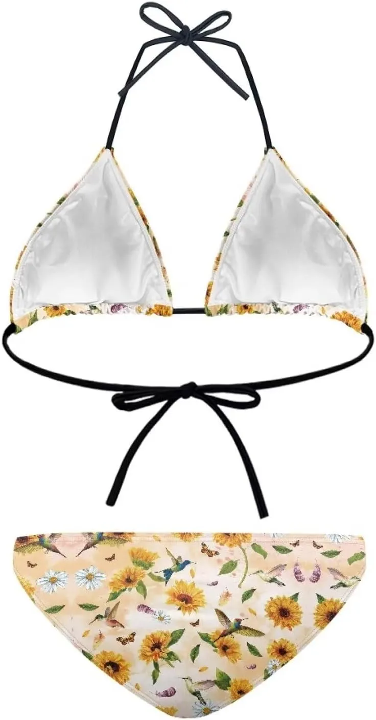 Suobstales Women's String Bikini Set Two Piece Halter Top Triangle Swimsuit Bathing Suits Swimwear for Beach Poor Vacation