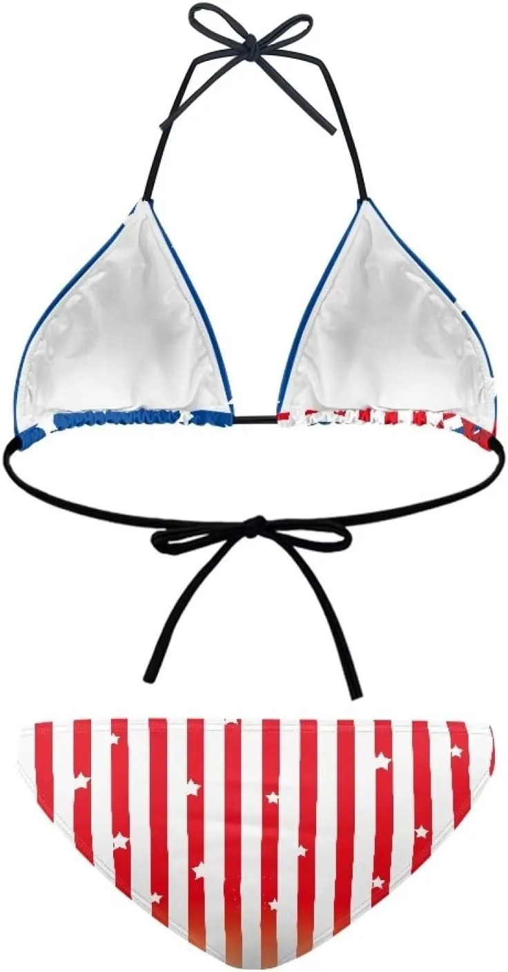 Suobstales Women's String Bikini Set Two Piece Halter Top Triangle Swimsuit Bathing Suits Swimwear for Beach Poor Vacation