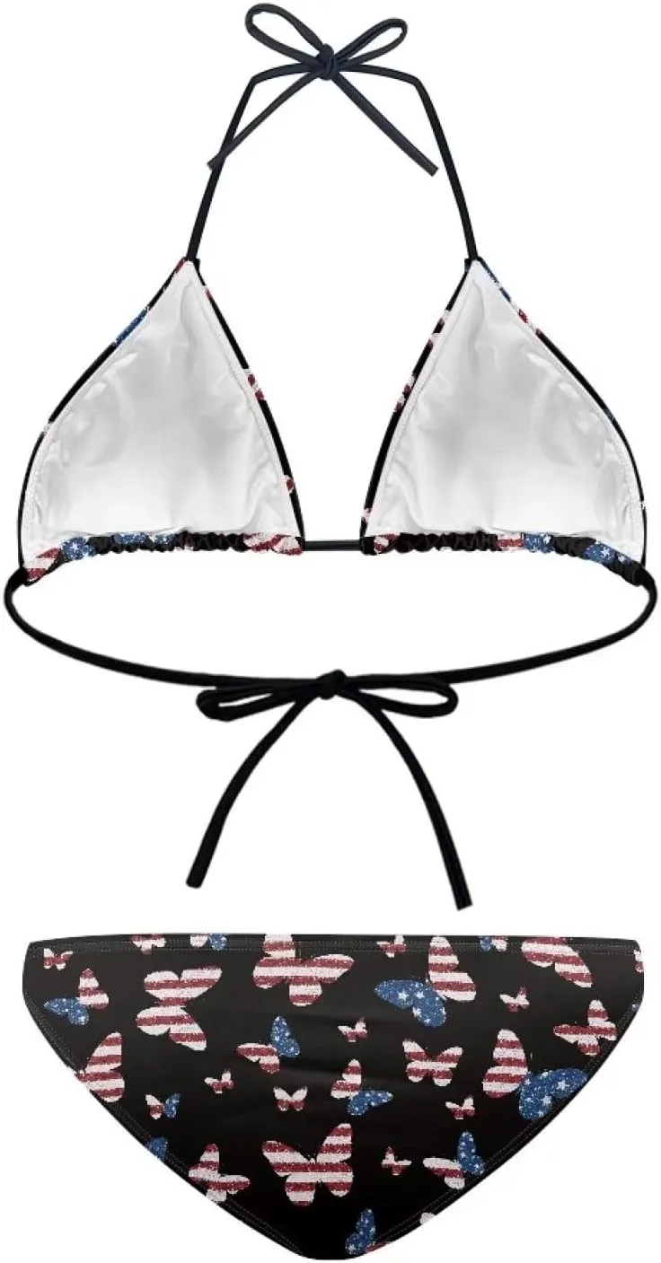 Suobstales Women's String Bikini Set Two Piece Halter Top Triangle Swimsuit Bathing Suits Swimwear for Beach Poor Vacation