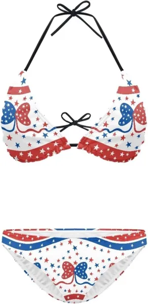 Suobstales Women's String Bikini Set Two Piece Halter Top Triangle Swimsuit Bathing Suits Swimwear for Beach Poor Vacation