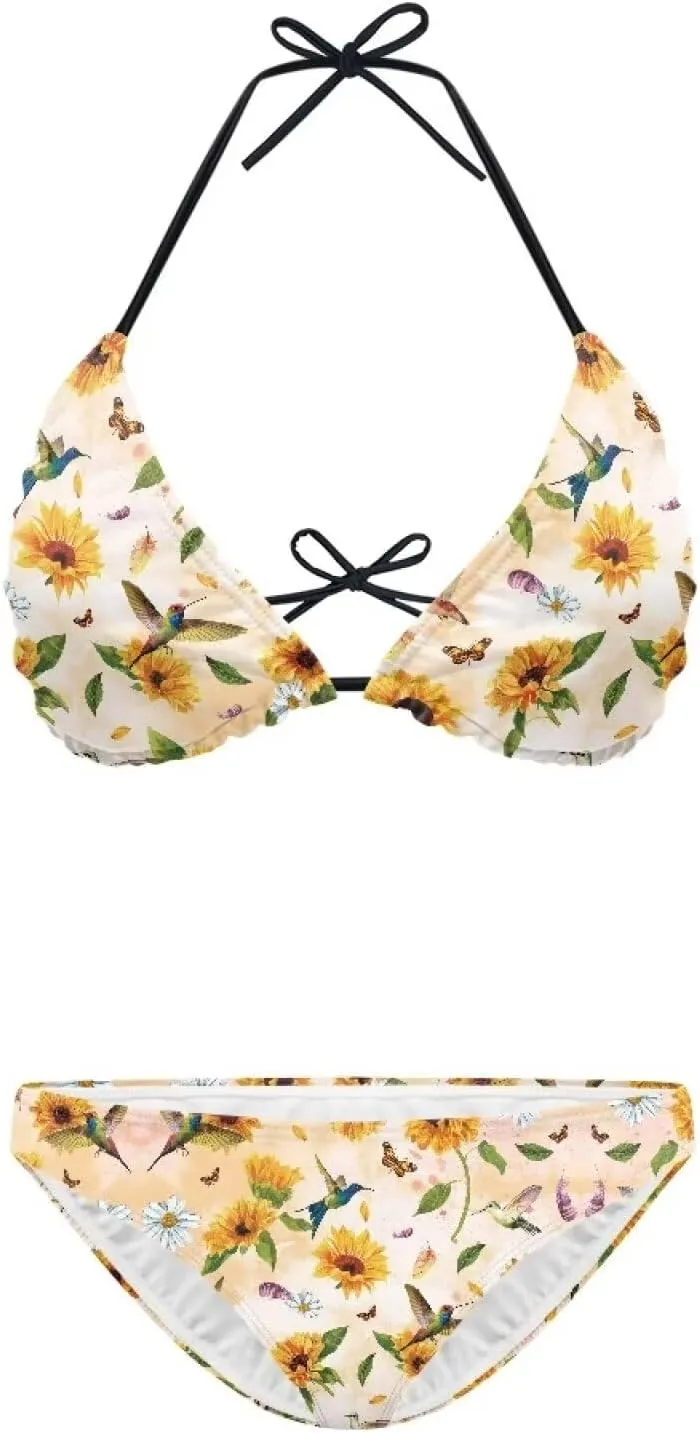 Suobstales Women's String Bikini Set Two Piece Halter Top Triangle Swimsuit Bathing Suits Swimwear for Beach Poor Vacation