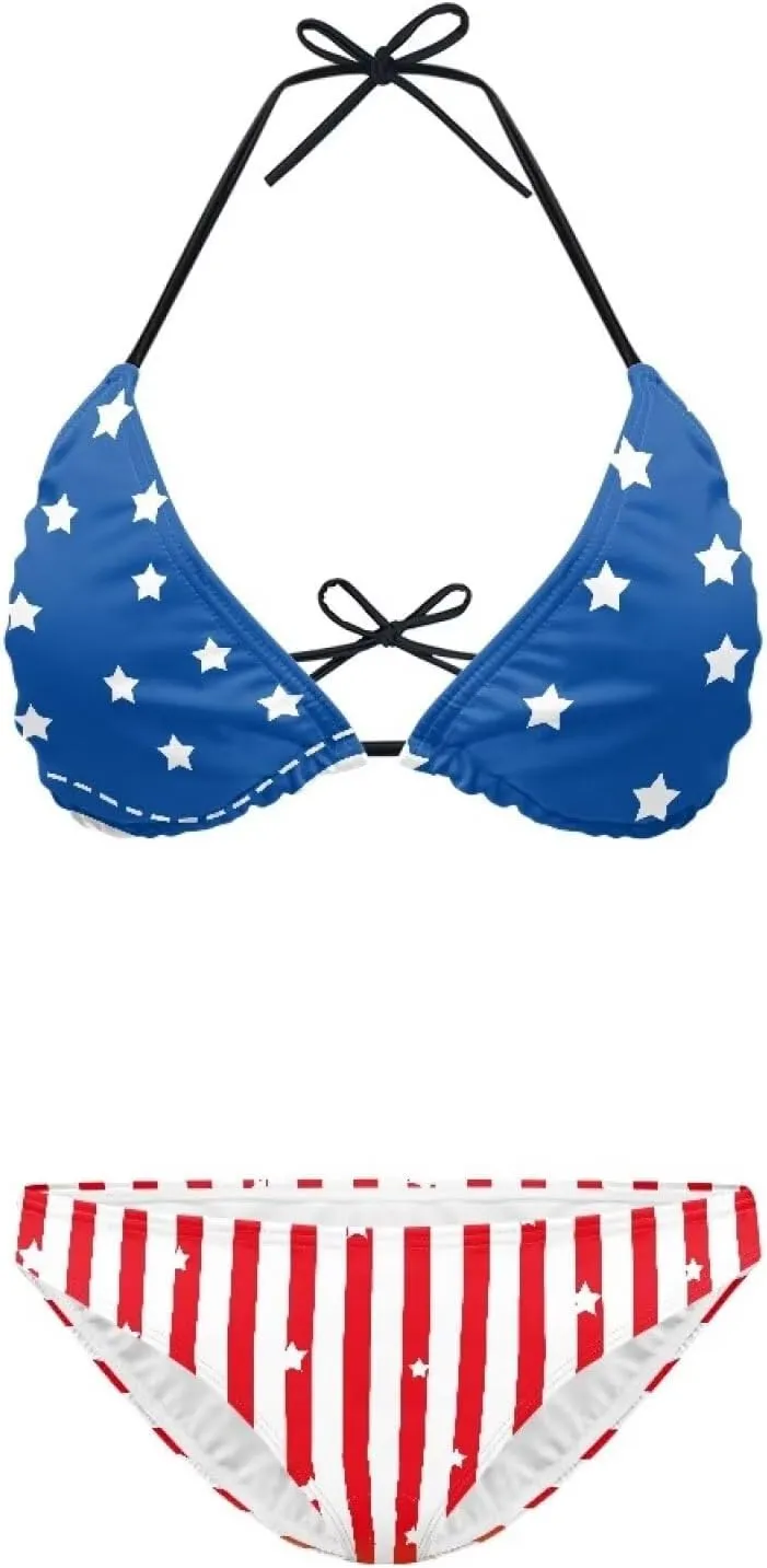 Suobstales Women's String Bikini Set Two Piece Halter Top Triangle Swimsuit Bathing Suits Swimwear for Beach Poor Vacation