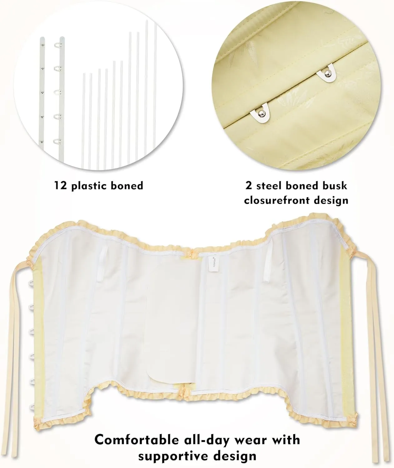 SZIVYSHI Corset Tops for Women, Bustier Shapewear Lingerie, Lace Waist Push Up Bodysuit