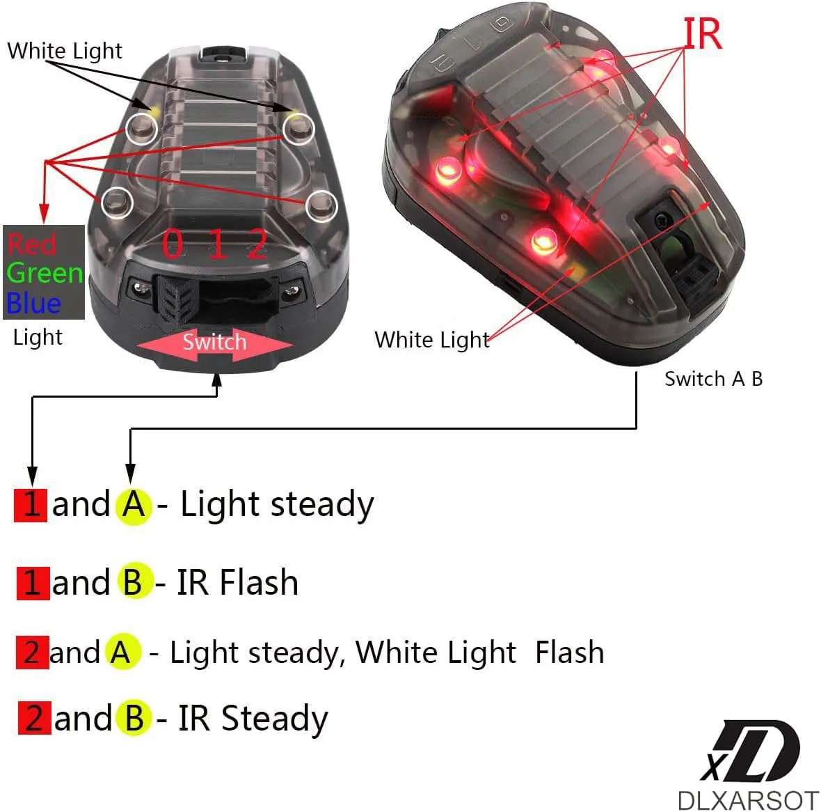 Tactical Helmet Light Signal Light Military IFF Helmet Light Flashlight Survival Signal Light for Outdoor Sports with LED   IR/Strobe