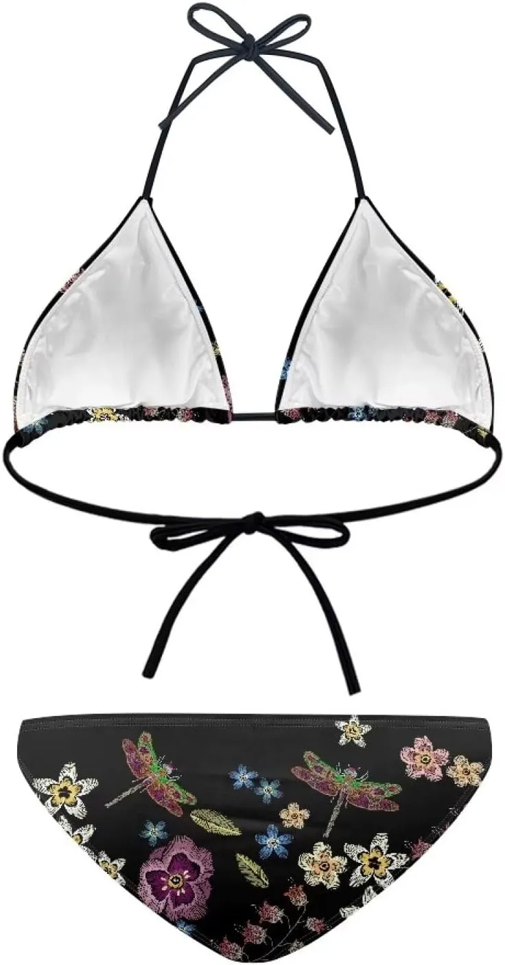 Talayituse Women Halter String Bikini Set High Cut Two Piece Swimsuit Spaghetti Strap Triangle Top Swimwear Bathing Suit