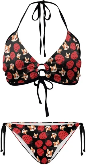 Talayituse Womens Bikinis Set Swimsuit Two Piece Swimwear Halter Triangle Bathing Suit Tie String Thong Beachwear Plus Size