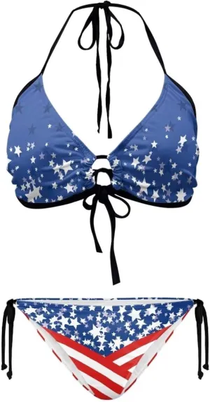 Talayituse Womens Bikinis Set Swimsuit Two Piece Swimwear Halter Triangle Bathing Suit Tie String Thong Beachwear Plus Size