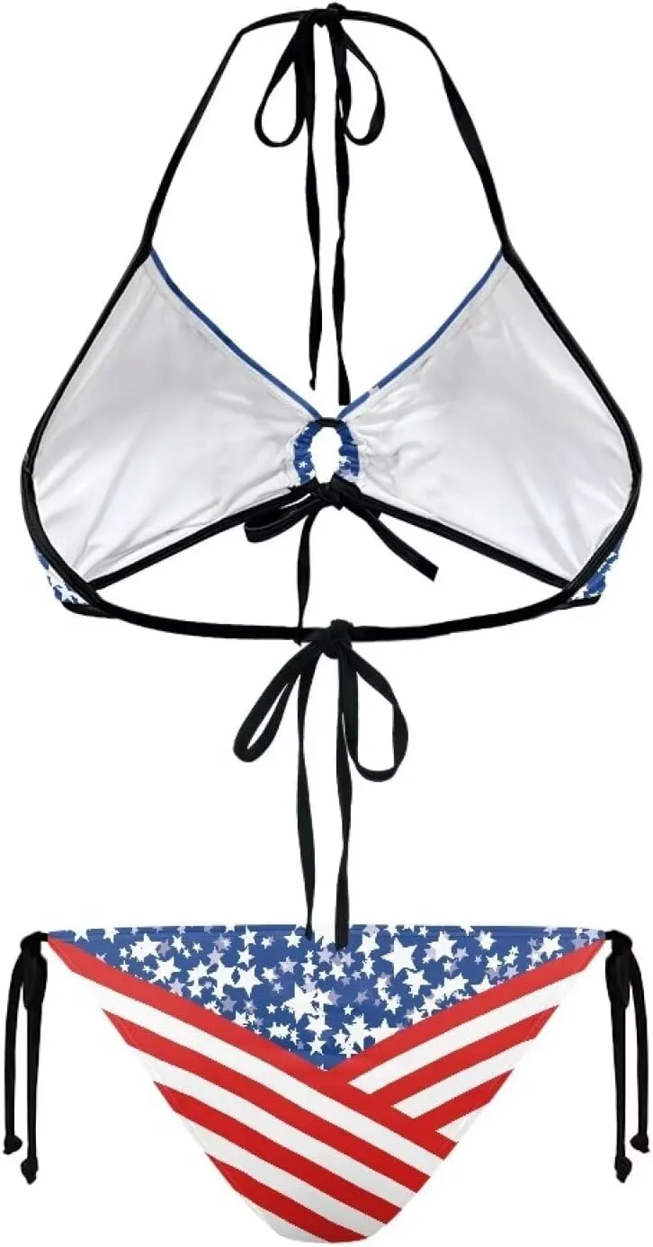 Talayituse Womens Bikinis Set Swimsuit Two Piece Swimwear Halter Triangle Bathing Suit Tie String Thong Beachwear Plus Size