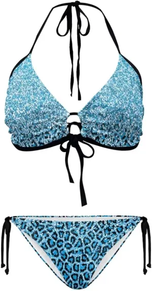 Talayituse Womens Bikinis Set Swimsuit Two Piece Swimwear Halter Triangle Bathing Suit Tie String Thong Beachwear Plus Size