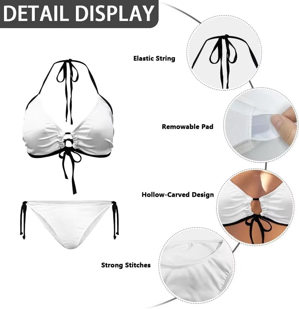 Talayituse Womens Bikinis Set Swimsuit Two Piece Swimwear Halter Triangle Bathing Suit Tie String Thong Beachwear Plus Size