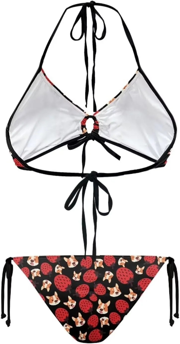 Talayituse Womens Bikinis Set Swimsuit Two Piece Swimwear Halter Triangle Bathing Suit Tie String Thong Beachwear Plus Size