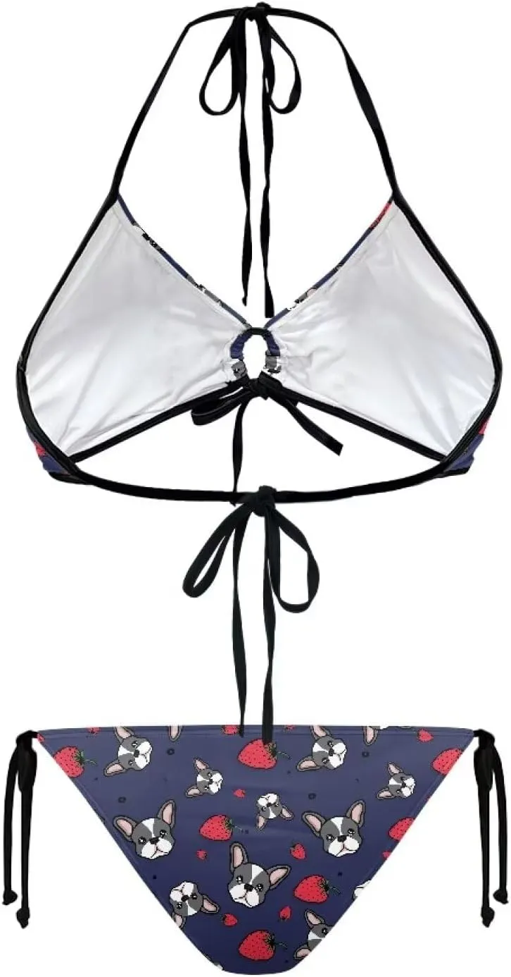 Talayituse Womens Bikinis Set Swimsuit Two Piece Swimwear Halter Triangle Bathing Suit Tie String Thong Beachwear Plus Size