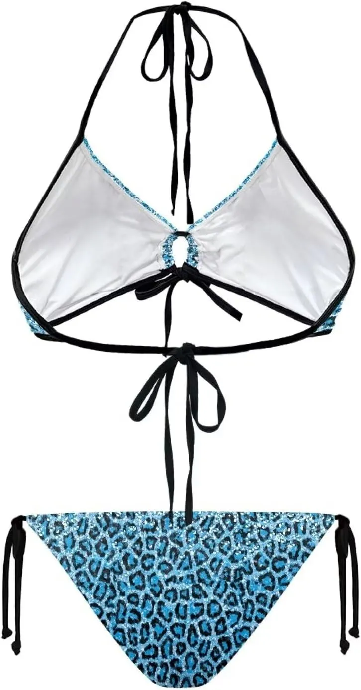 Talayituse Womens Bikinis Set Swimsuit Two Piece Swimwear Halter Triangle Bathing Suit Tie String Thong Beachwear Plus Size
