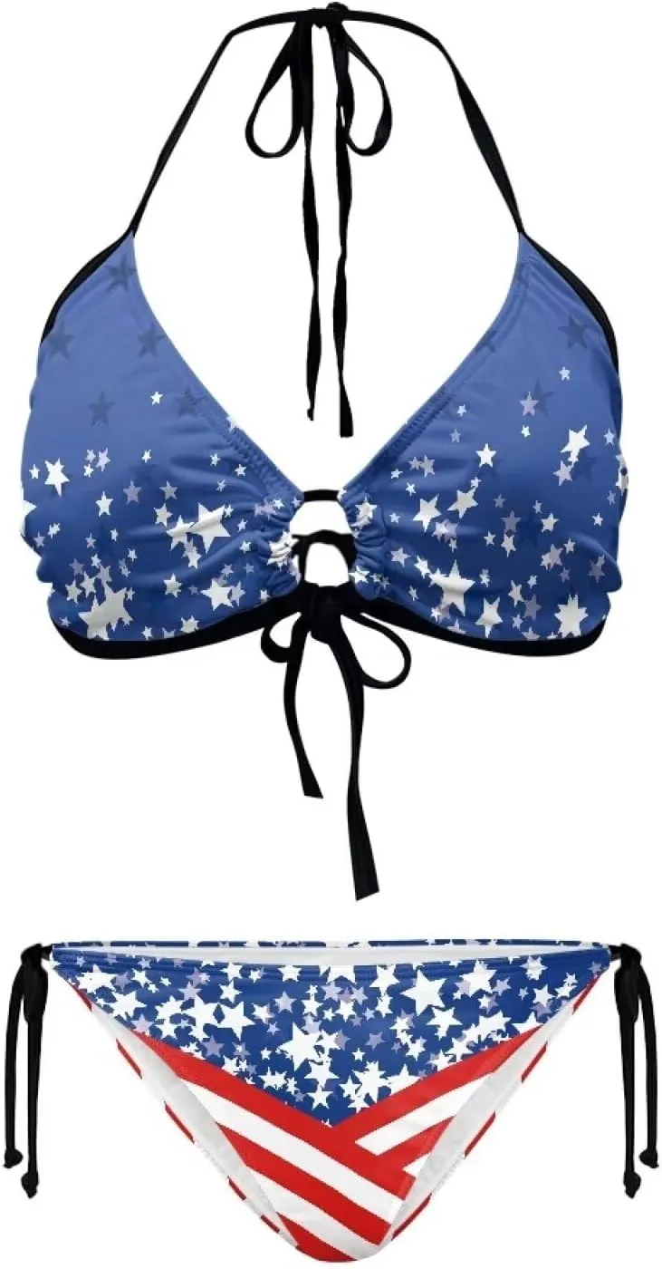 Talayituse Womens Bikinis Set Swimsuit Two Piece Swimwear Halter Triangle Bathing Suit Tie String Thong Beachwear Plus Size
