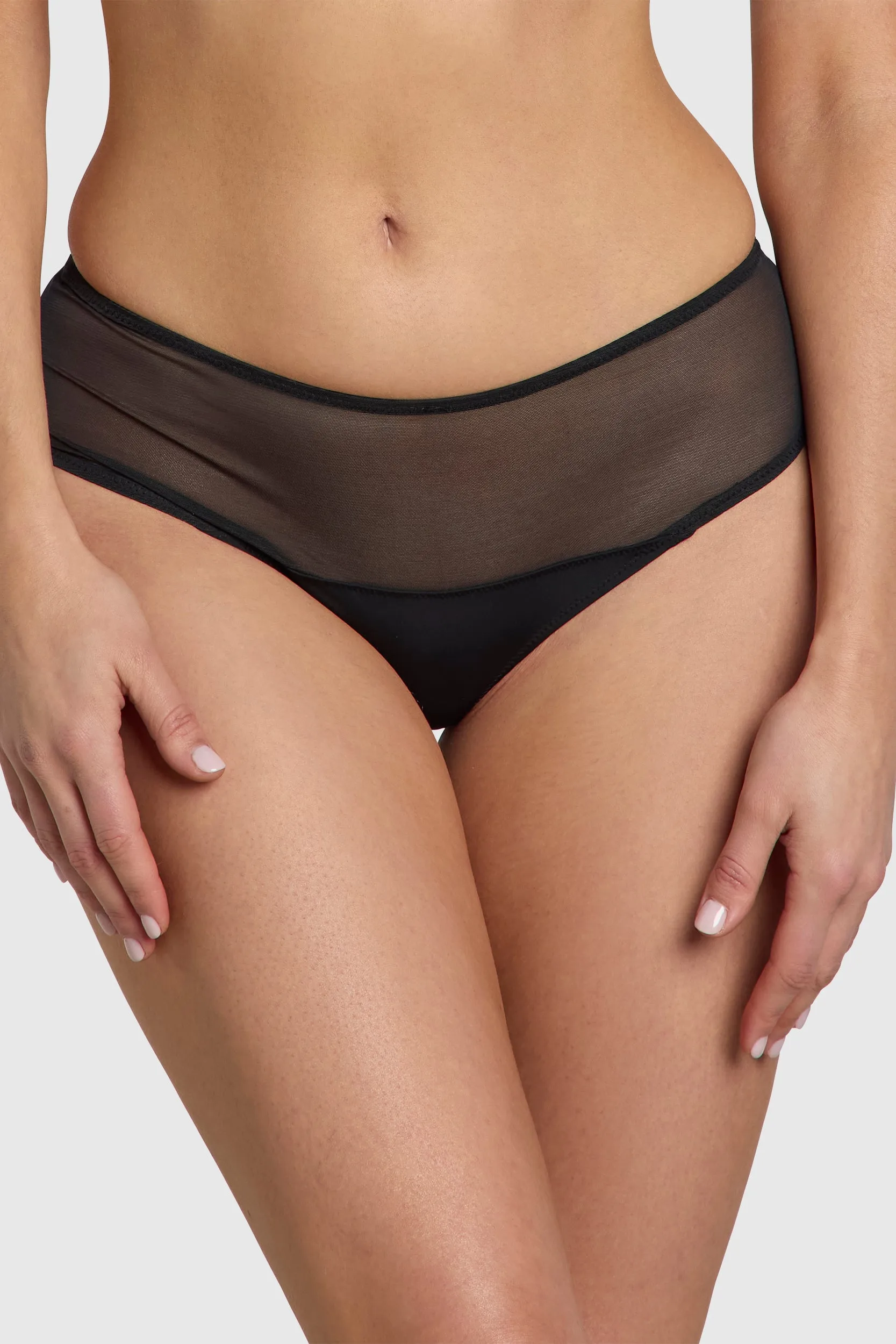 The Sheer High Waist Thong Black
