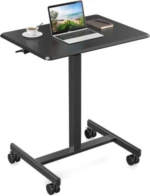 Transform Your Workspace with Adjustable Small Mobile Rolling Standing Desk, Ergonomic Height Control and Lockable Wheels, Black