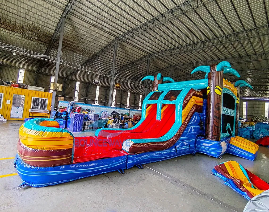 Tropic Shock Dual Lane Bounce House with Slide (Wet/Dry)