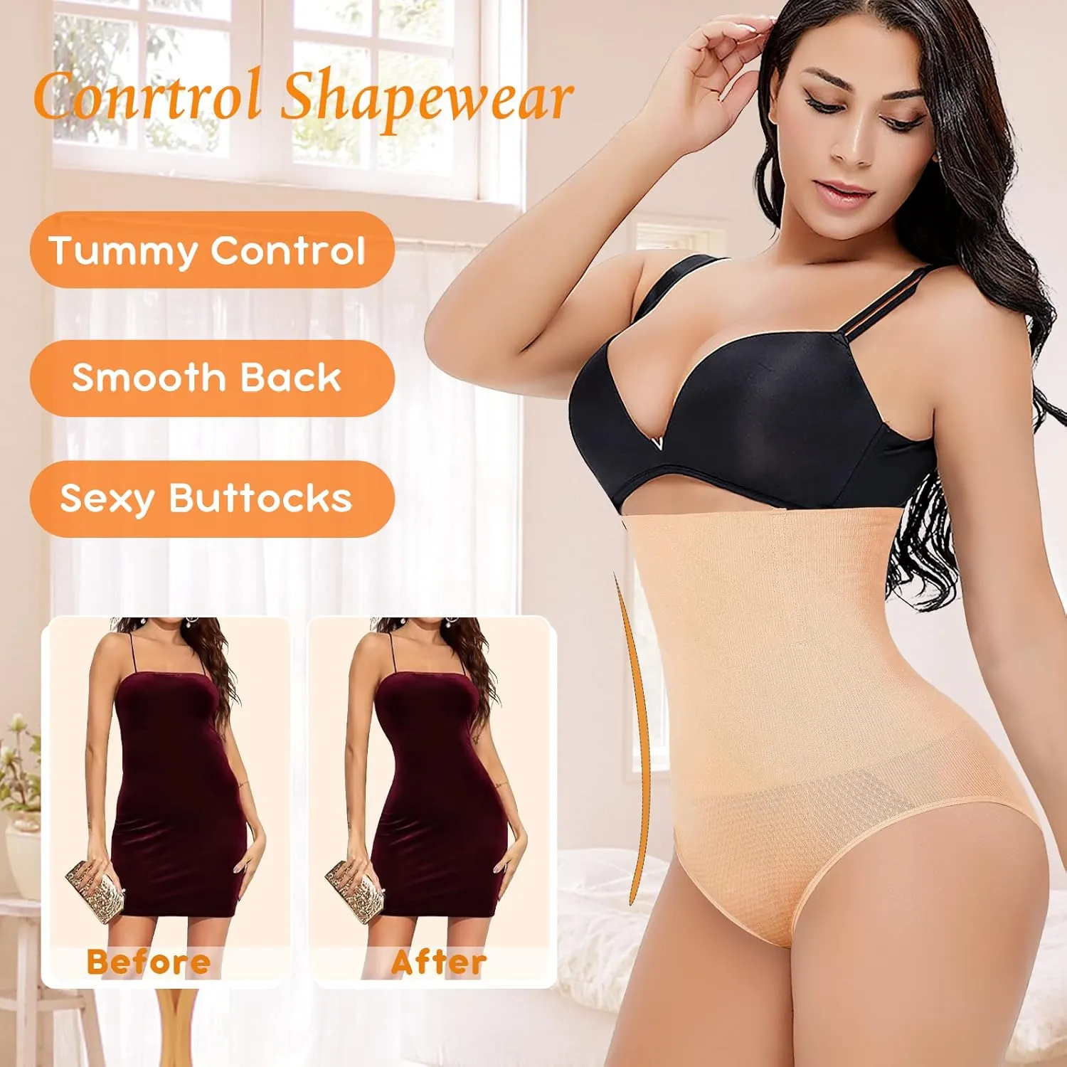 Tummy Control Shapewear Panties for Women High Waisted Body Shaper Slimming Shapewear Underwear Girdle Panty