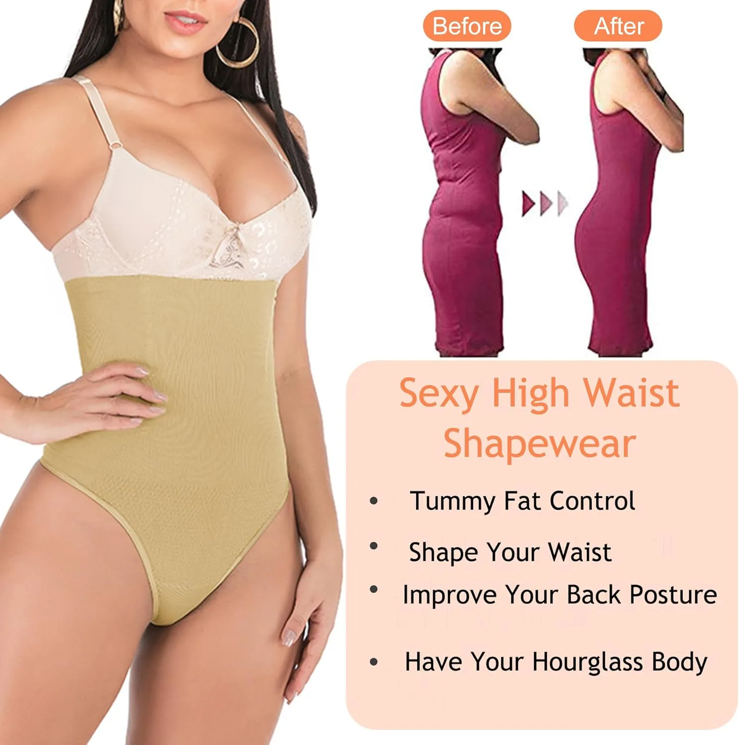Tummy Control Thong Shapewear for Women 328 Waist Cincher Girdle Slimmer Sexy Thong Panty Shapewear