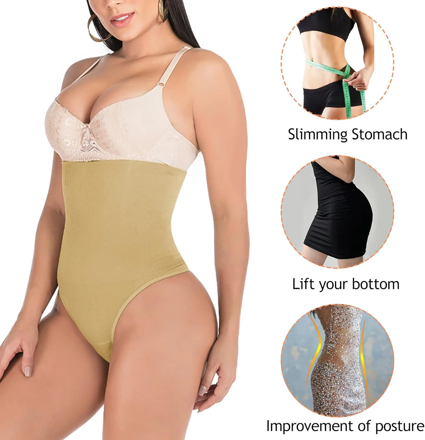 Tummy Control Thong Shapewear for Women 328 Waist Cincher Girdle Slimmer Sexy Thong Panty Shapewear