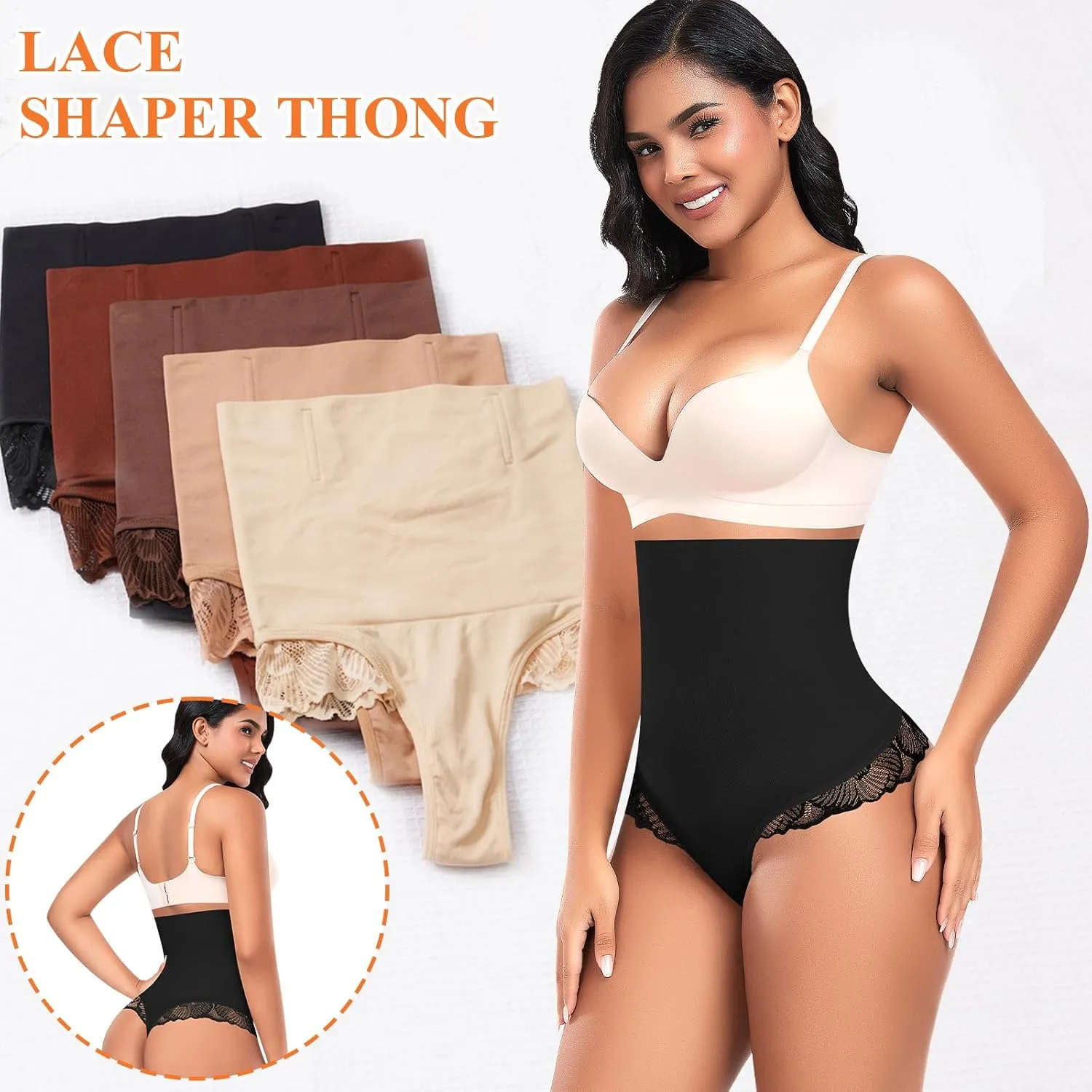 Tummy Control Thong Shapewear for Women High Waisted Body Shaper Panties Shaping Thong Girdle Underwear