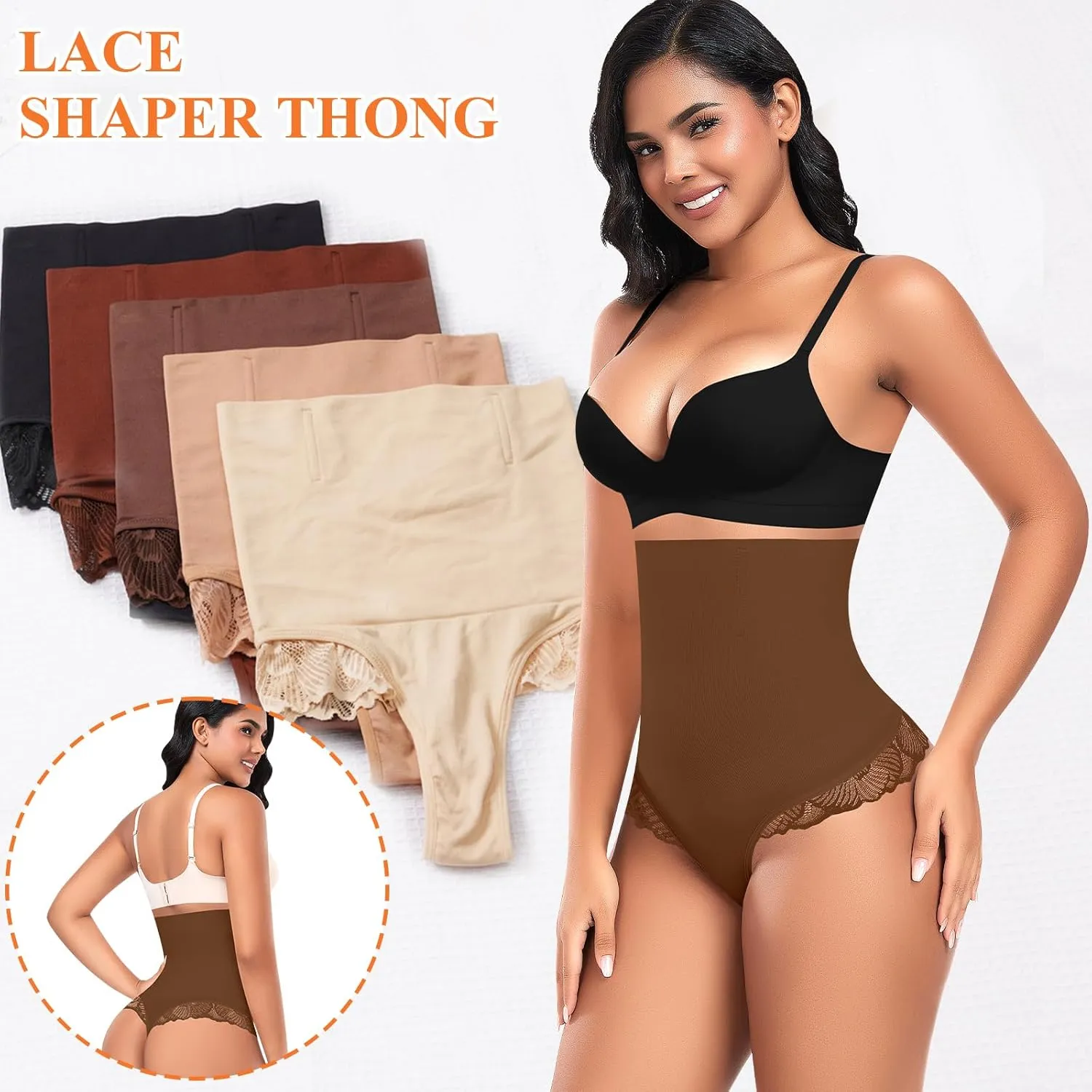 Tummy Control Thong Shapewear for Women High Waisted Body Shaper Panties Shaping Thong Girdle Underwear