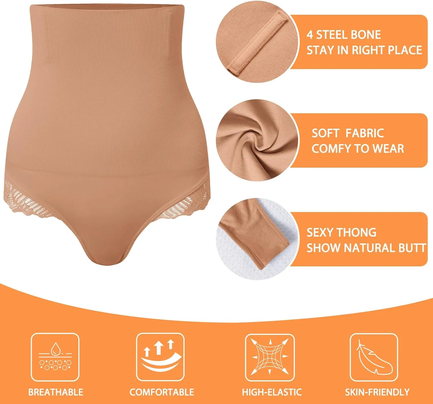Tummy Control Thong Shapewear for Women High Waisted Body Shaper Panties Shaping Thong Girdle Underwear