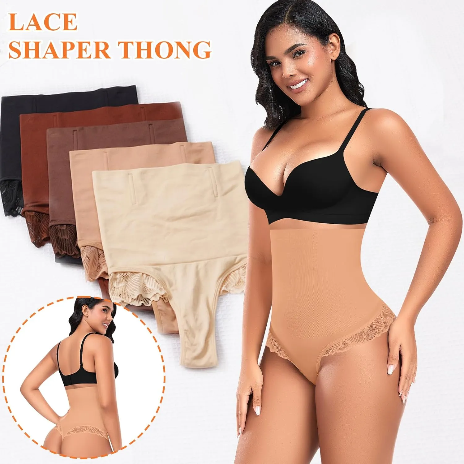 Tummy Control Thong Shapewear for Women High Waisted Body Shaper Panties Shaping Thong Girdle Underwear