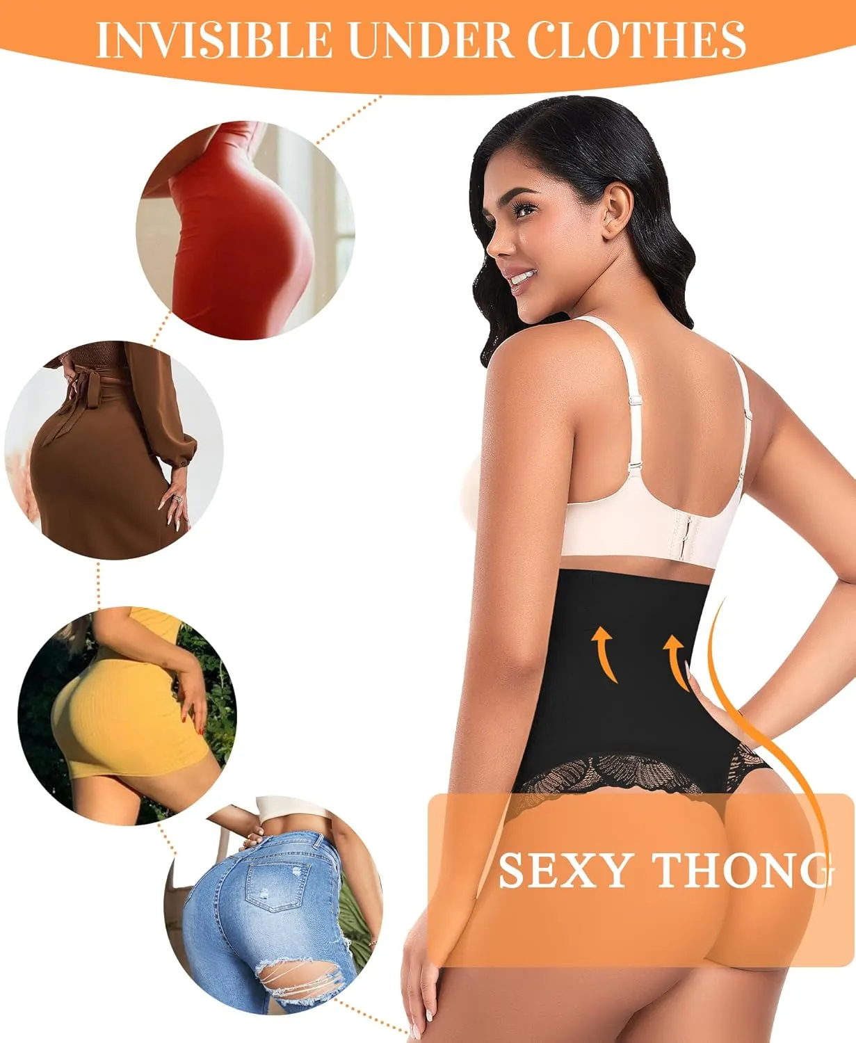 Tummy Control Thong Shapewear for Women High Waisted Body Shaper Panties Shaping Thong Girdle Underwear