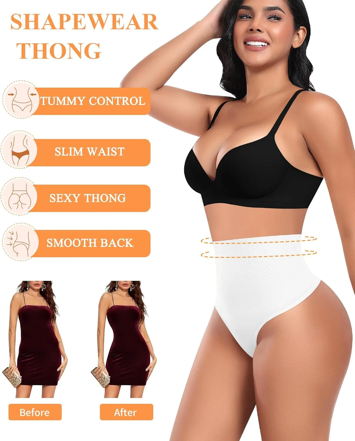 Tummy Control Thong Shapewear for Women High Waisted Body Shaper Panties Shaping Thong Girdle Underwear