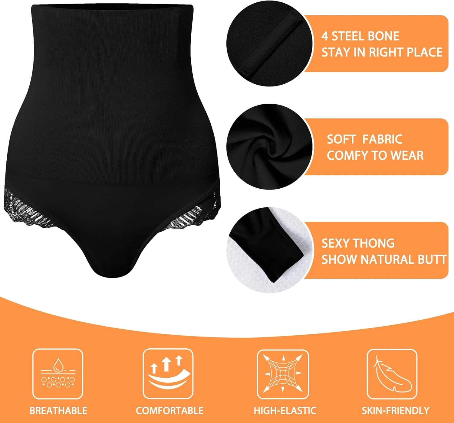 Tummy Control Thong Shapewear for Women High Waisted Body Shaper Panties Shaping Thong Girdle Underwear